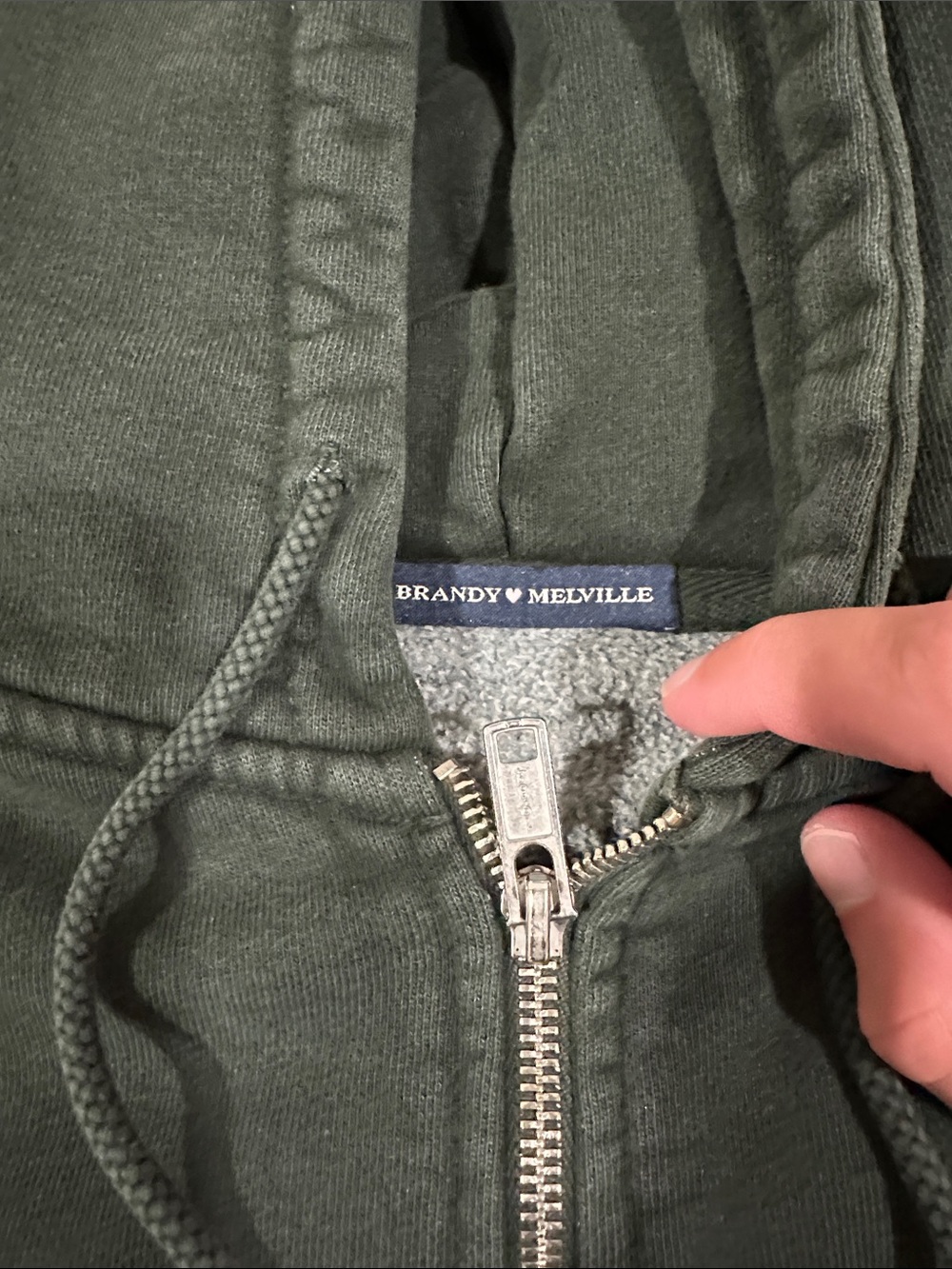 BRANDY MELVILLE Dark Green Zip Up - Picture 4 of 5